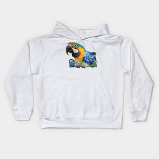 Blue and yellow macaw Kids Hoodie